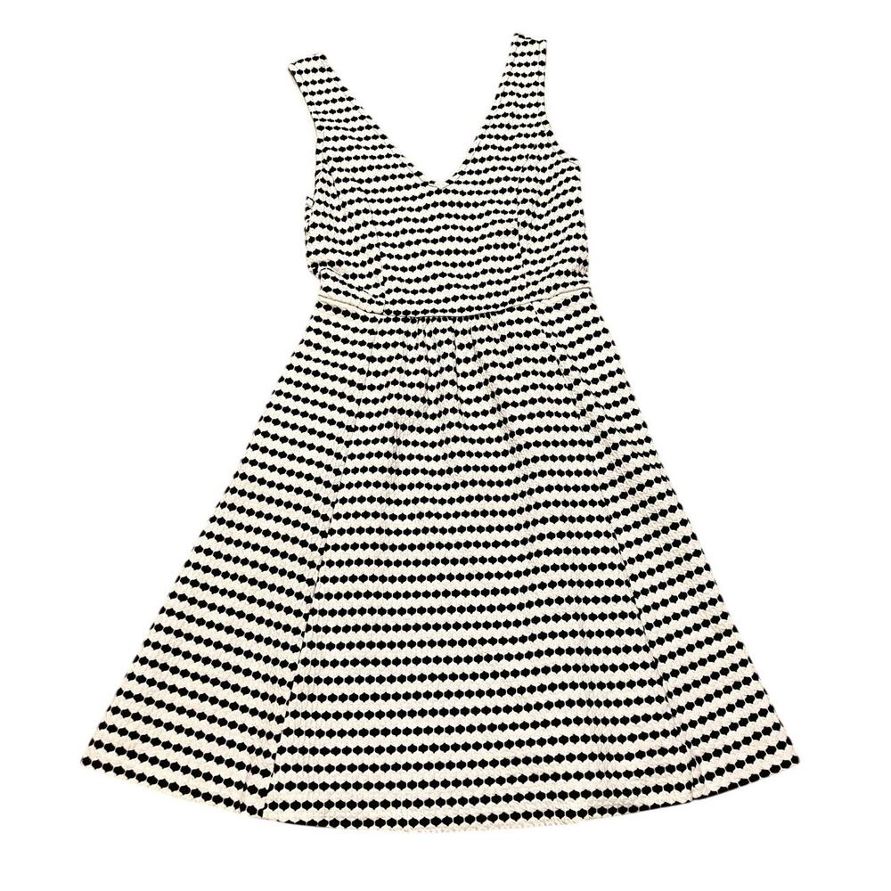Anthropologie Maeve Cut-Out Textured Dress Sleeveless Striped V-Neck‎ sz 0
